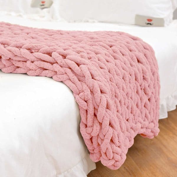 high quality Fashion Hand Chenille Knitted Wool Blanket Thick Yarn Sofa Quilt Office Wearable Comforter Winter Blankets T250620