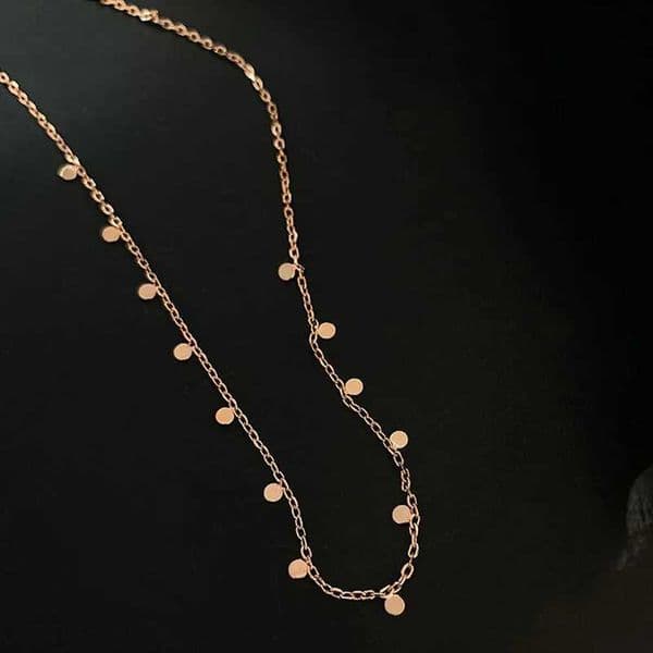 Fhiva Gold Delicate Jewelry Round Bead Shiny Discs Choker Necklace for Women Party Clavicle Chain Necklace Gifts Wholesale NK045 XJ250620