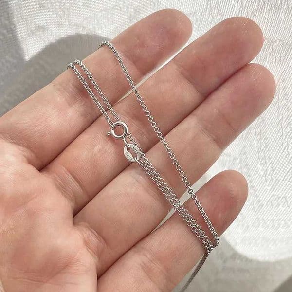 35cm-90cm 1.3mm Thin 925 Sterling Silver Circle Rolo Chain Necklace for Women Girls Men Jewelry Kolye Collane Collier Ketting XJ250620