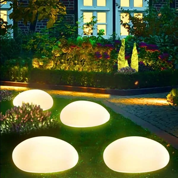 Solar Garden Lights Outdoor Waterproof Powered Stone Light Landscaping lights for Pathway Yard Lawn light 250604