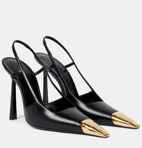Summer Luxury Women Jeanne Black Leather Slingback Pumps engraved MetallicToe Party Dress Wedding Lady High Heel Elegant Walking EU3540