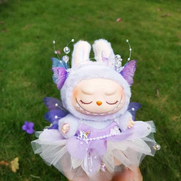 V1 V2 Blind Box Labubu Doll Flower Fairy Dress Labubu Clothes Princess Dress Mini Doll Outfit Handmade Headpiece With Wings X250621