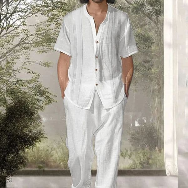 Trendy Two Piece Set Sweatsuit Set Men Mens Summer Set Chinese Pants for Men Mens Pants Shirt Set Man Clothing 250619