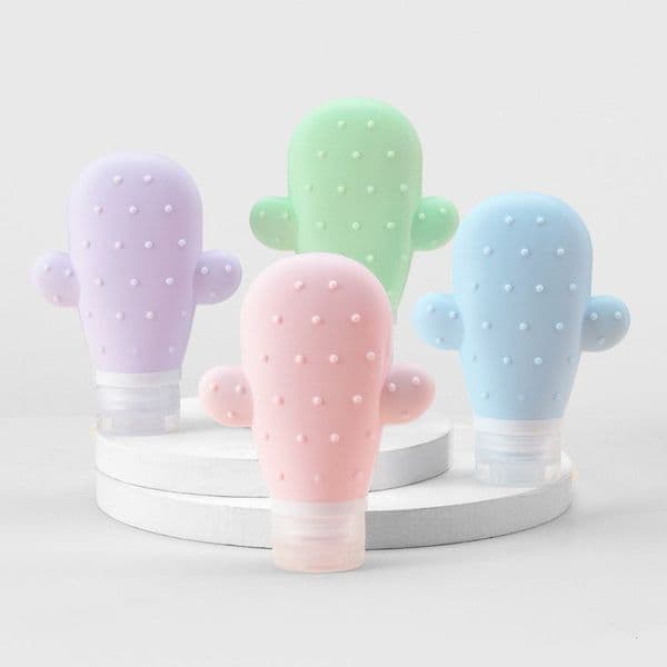 120pcs 90ml Cute Silicone Cactus Travel Bottle Set Facial Cleanser Cosmetics Portable Lotion Leak Proof Storage Squeeze Bottles