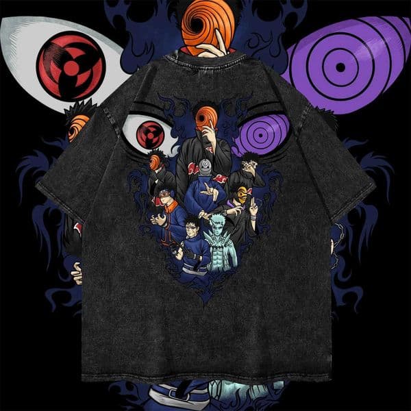 Anime Obito Uchiha Washed T Shirt Vintage Hip Hop Cotton T-shirt Womens and Mens Summer Casual Street Men Y2K Tops Clothing z0250621