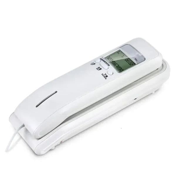 Trimline Corded Phone with Dual LCD Display Caller ID Dual Systems Adjustable Ringtone Volume Desk Wall Telephone for Home 250617
