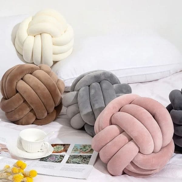 Woven Knotted Ball Gaming Chair Back Stuffed Cushion Cute Plush Throw Sofa Decorative Home Accessories 250618BJ Y260525