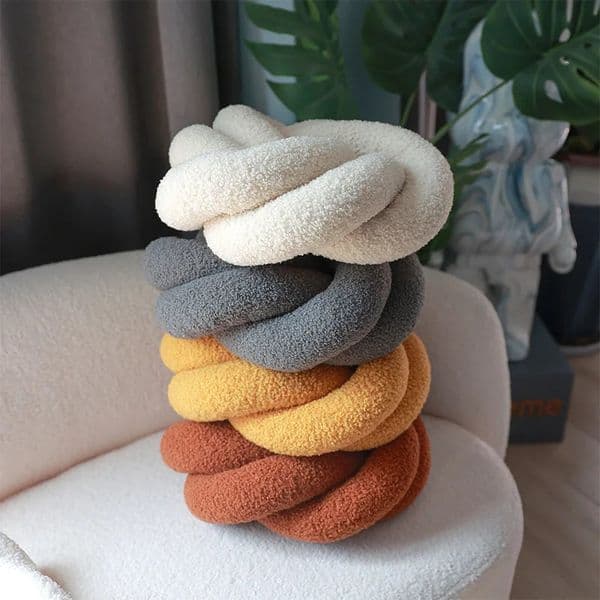 Nordic INS Style Hand Woven Lamb Wool Round Pillow Braided Home Decor Sofa Backrest Cushion Cozy Living Room Bedroom Accent w250618