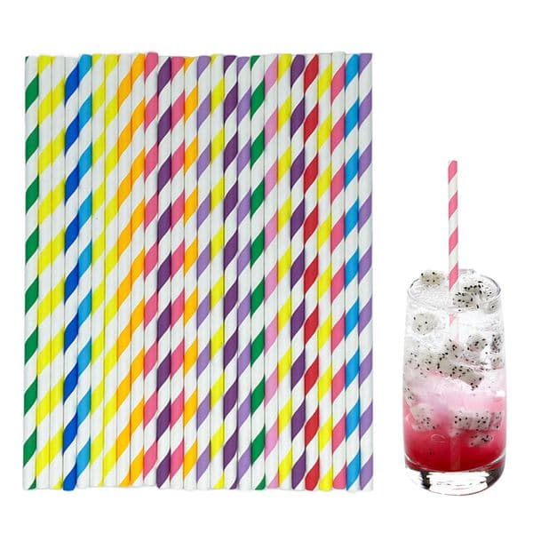 1000pcs Disposable Random Mixed Creative Flat Mouth Bulk Environmentally Friendly Paper Straws for Fruit Juice Dessert Drinks