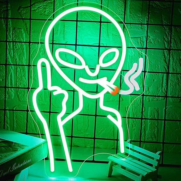 Alien Neon Sign Green LED Light for Wall Decor Man Cave Bar Pub Shop Game Room Halloween X250623
