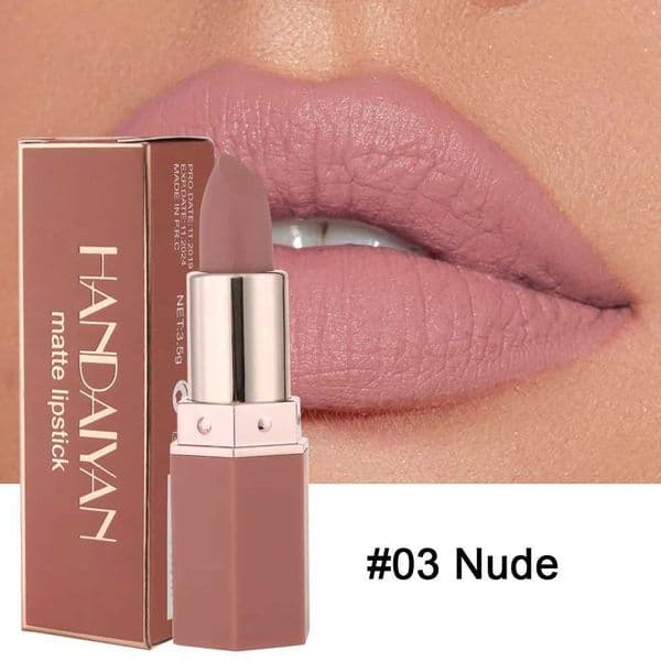 Handaiyan 6 Colors Matte Waterproof Velvet Nude Lipstick Sexy Red Brown Pigments Makeup Long Lasting Professional XJ250623