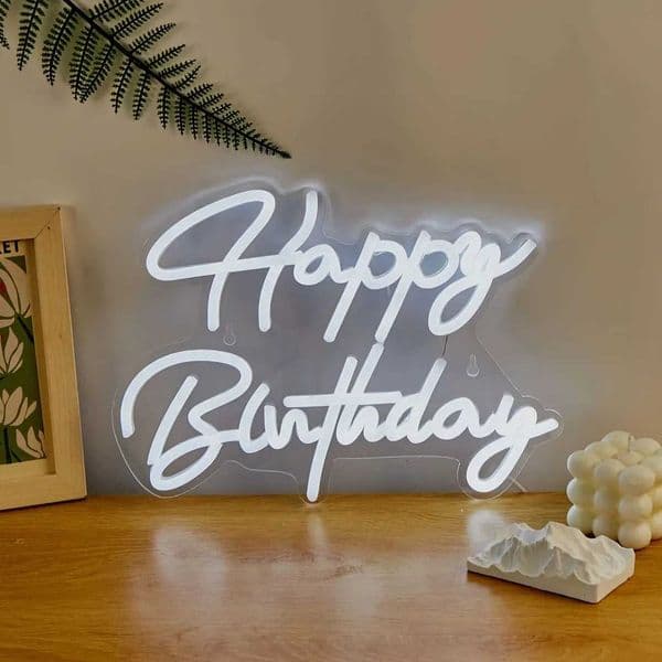 Chi-buy LED Neon Italic Happy Birthday USB Powered Neon Signs Decor Lamp Signs Birthday Gift Wall Art For Bedroom Room Bar Shop X250623