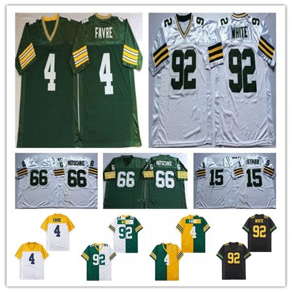 Throwback American Football Jersey Brett Favre Reggie White Paul Hornung Ray Nitschke Bart Starr Stitched Retro Green White Black Gold Alternate Shirt