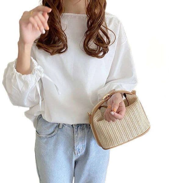 Designer bags Korea Dongdaemun ins grass weaving small casual women's handbag handheld single shoulder crossbody bag 2025 summer new