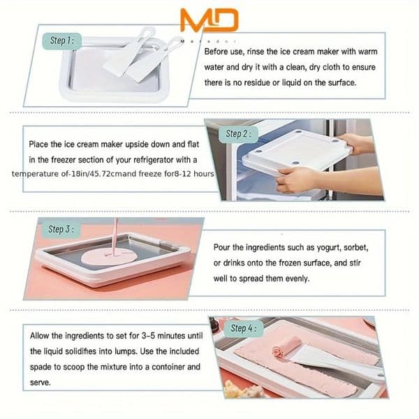 Stainless Steel Ice Cream Roll Maker - DIY Mini Rolled Ice Cream Plate for Home Outdoor Fun No Electricity Needed Includes 2 250623