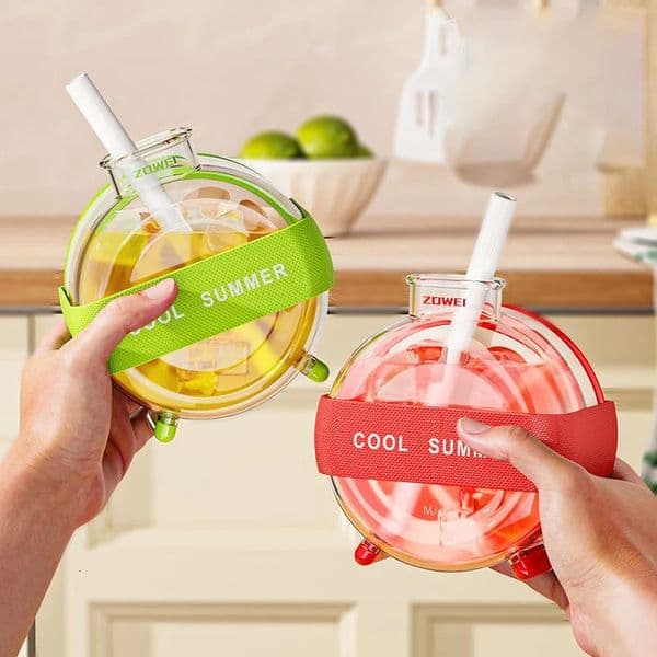 Creative Ice Cube Mold with Straps Straws Ice Maker Portable Plastic Ice Cup Kettle Outdoor Fitness Drink Bottle Ice Cube Tray 250623