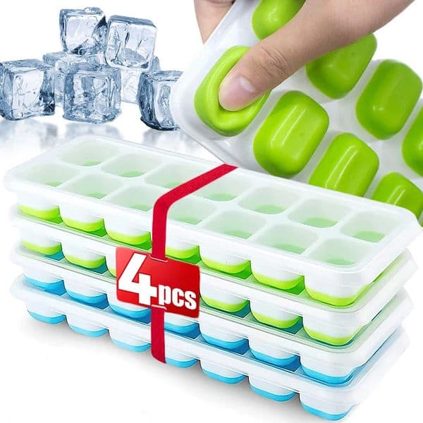 Ice Cube Tray Mold with Lid Silicone Square 14 Cube Easy Release Ice Cube Molds Summer Kitchen Bar DIY Iced Cocktail Freeze Tool 250623