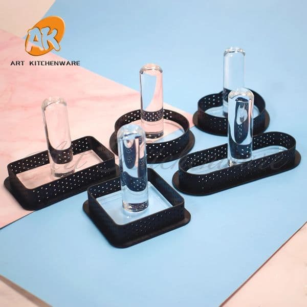 Acrylic Cake Pusher Perforated Kit Tart Rings with Tart Tamper Mini Mousse Cake Rings 250623