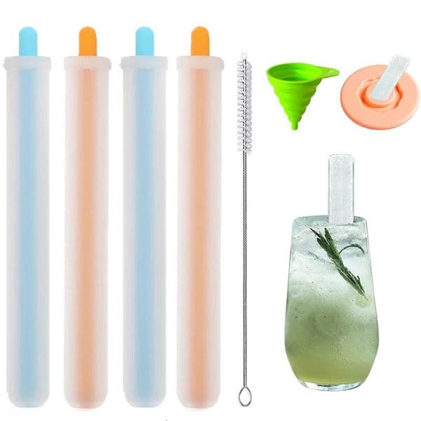 Silicone Ice Straw Maker Reusable Straw Mold Summer Cool Straws Accessories with Cleaning Brush Funnel Cup Lid 250623BJ