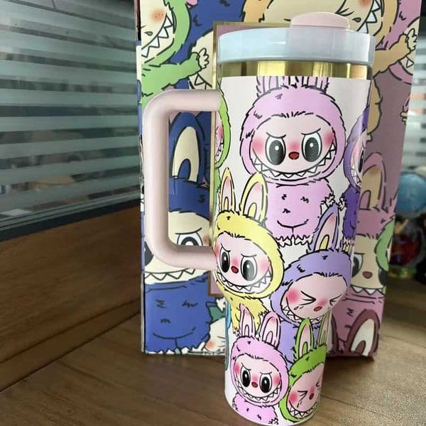 2025 New Hot 40oz Labubu Vacuum Insulated Tumbler Water Bottle 1.18l Large Capacity Car Cup For Outdoor Sports Travel Gym Office X2506231