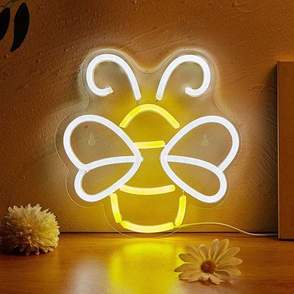 Chi-buy LED Neon Bee USB Powered Neon Signs Night Light 3D Wall Art Game Room Bedroom Living Room Decor Lamp Signs X250623