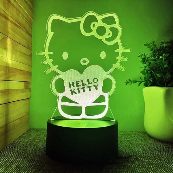 3D Illusion Hello KT Kids Night Lights 16 Color Changing Lights Room Decoration Birthday Christmas Gift for Kids and Girls X250623