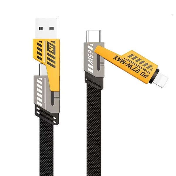 DHgadgets Mecha 4-in-1 Data Super Fast Charging Cable Two-in-One Zinc Alloy Multi-Head Car Type-C Transmission