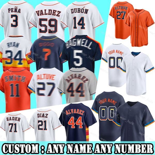 27 Jose Altuve Baseball Jersey Yordan Alvarez Yainer Diaz Josh Hader Jeremy Pena Framber Valdez Mauricio Dubon Nolan Ryan Houstons Jeff Bagwell Astros Craig