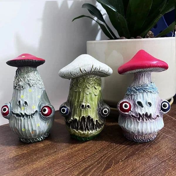 Halloween Creative Skull Mushroom Sculpture Monster Resin Crafts Home Garden Decorations Office Desktop Decorations 250625