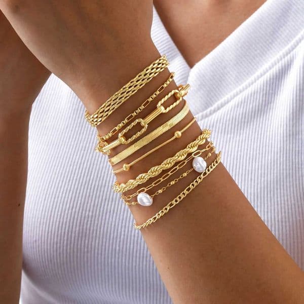 Waterproof Stainless Steel Chain Bracelets For Women Gold Plated Fashion Stackable Link Bracelet Gifts X2506251