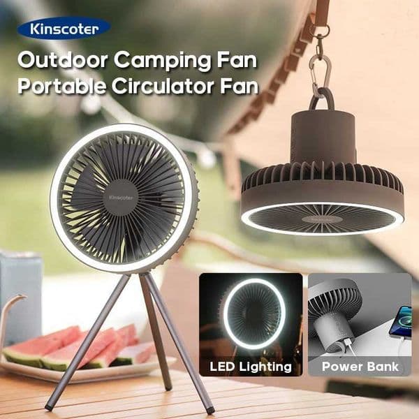 10000mAh 4000mAh Camping Fan Rechargeable Desktop Portable Circulator Wireless Ceiling Electric Fan with Power Bank LED Lighting Z250626