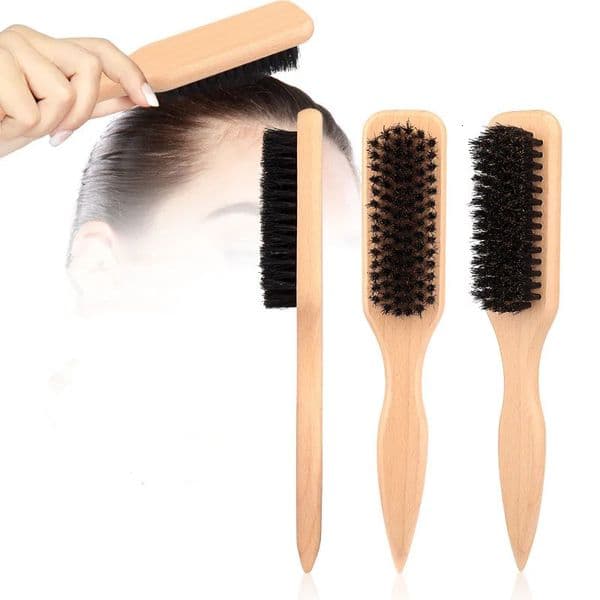 Luxury Boar Bristle Slick Back Hair Brush For Sleek Ponytail Bun Smoothing Baby Hairs Hair Brushes Flyaways Edge Controlwooden Teasing Comb Free Shipping X260403
