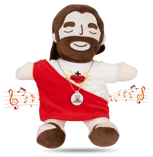 Sleep Soothing Plush Toy - Jesus Plush Doll for Kids, Church & Sunday School, Birthday & Easter Religious Gift - Soothing Sacred Heart of Jesus