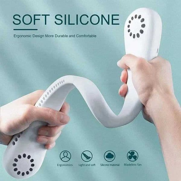 2025 Long Endur New Mini Neck Mounted Fan Portable Bladeless Neck Rechargeable Air Cooler 3 Speed Mini Summer Sports Fan Outdoor M250626