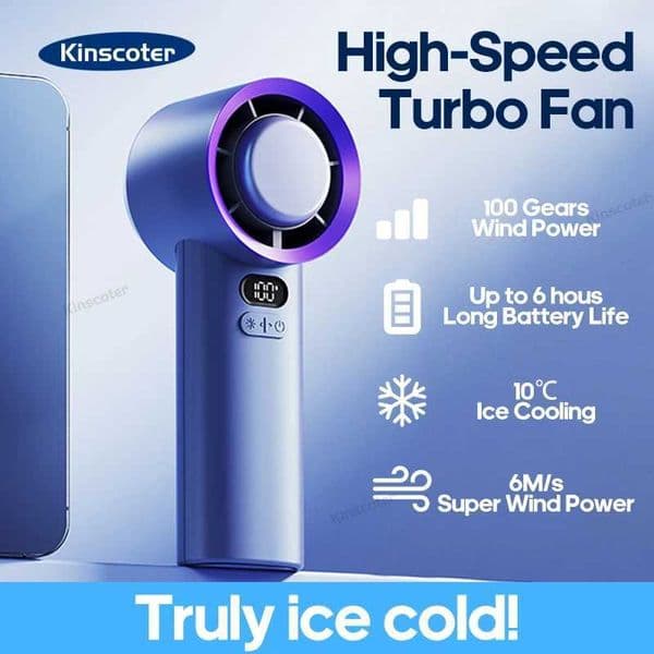 KINSCOTER Portable Handheld Turbo Fan 100 Wind Speeds Adjustable Mini Personal Fan Battery Operated Electric Eyelash Fan M250626