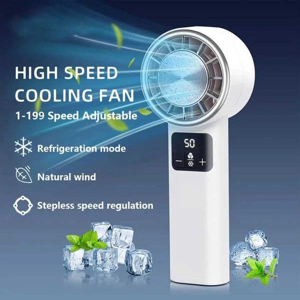 High Speed Air Cooling Fan USB Charging 3000mAh Battery Portable Hand Fan Outdoor Travel Ice Refrigeration Small Electric Fan M250626