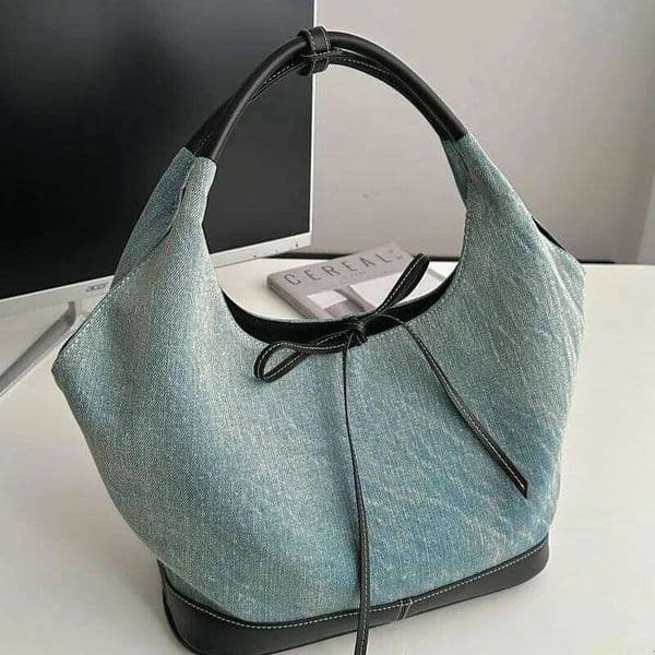 Women's Bags Designer JIAERDI Vintage Bow Denim Handbag Women New Haruku Patchwork Chic Casual Shoulder Bags Ladies Hot Girls Blue Underarm Bag Y2k