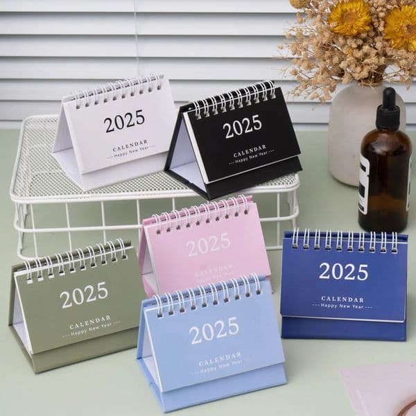 2025 Simple Style English Mini Desk Calendar Desktop Display Portable Calendar Desktop Decoration Handmade Diary 250624