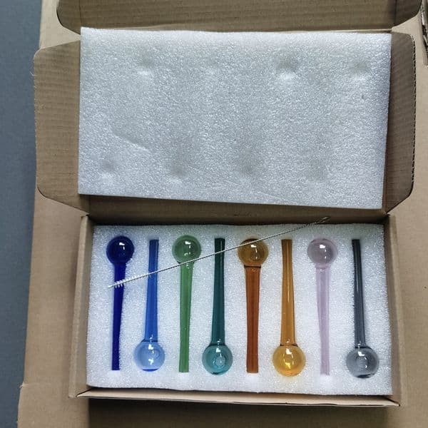 4 Inch 10cm Colorful clear Glass Burner Smoking Pipe with brush set 25mm Ball hookahs Spoon Hand Pipes For Smoking Package well by bubble Paper box handcrafts