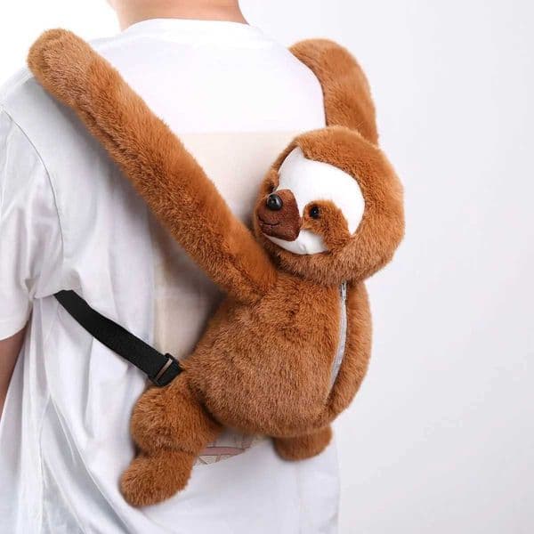 10cm Cute Sloth Plush Doll Shoulder Bag Simulation Sloth Plush Stuffed Backpack Creative Zoo Souvenir Children Birthday Gift Y250626
