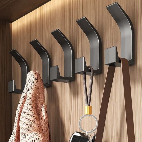 5pcs Adhesive Hooks For Walls - No-Drill Multi-Use For Kitchen Bathroom - Durable Abs Resin Ideal For Clothes Hats 250624