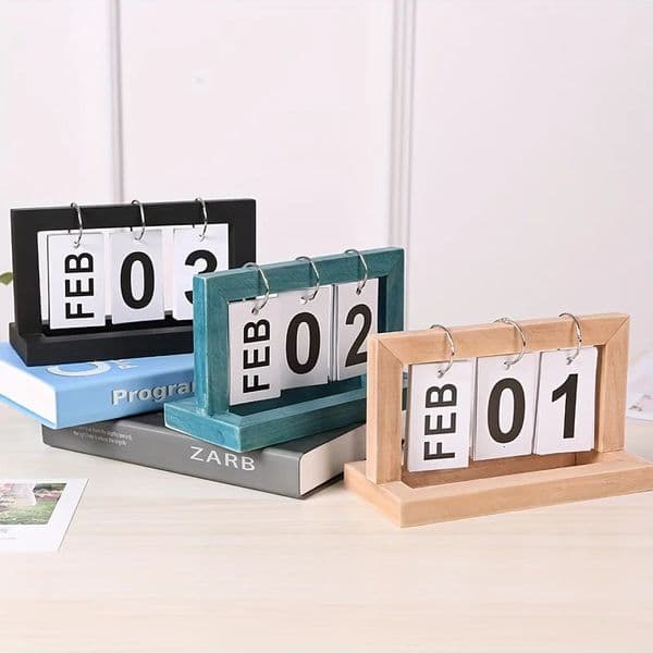 1pc Wooden CalendarYearly Desk Calendar Decoration DIY Wooden Calendar Creative Year-Round Decoration for Home and Office 250624