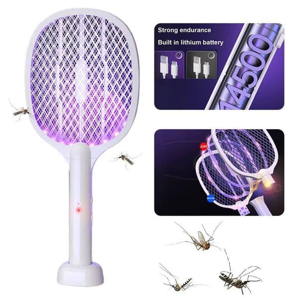 Electric Racket USB rechargeable 2 in 1 Killer Mosquito Trap Lamp Powerful Fly Swatter Bug Zappers