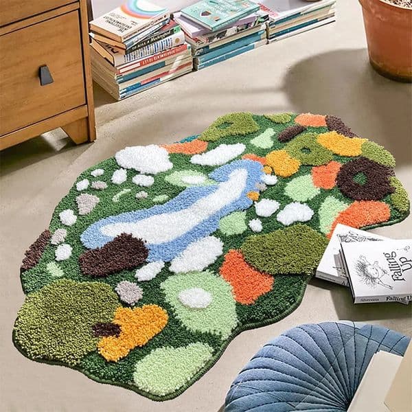 y Green Moss Style Turfting Rugs Irregular Carpet Landscape Rug Patio Nordic Fluffy Bedside Area Abstract Art Mat 250626