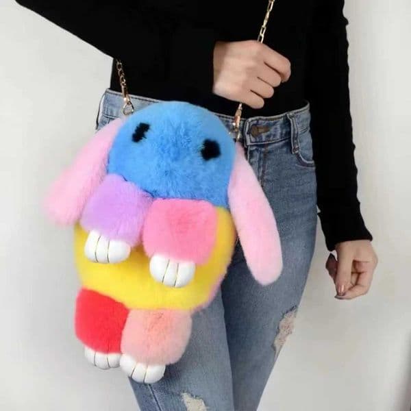 Kawaii Plush Rabbit Single Shoulder Bag Crossbody Bags Cute Bunny Soft Stuffed Rabbit Toy Boys Girls Backpack Gifts Y250626
