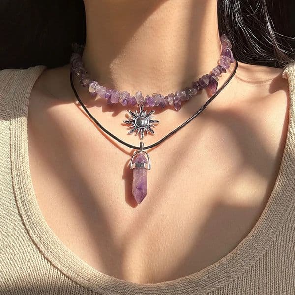 22 Styles Summer Star Crystal Necklaces Natural Stone Choker Necklace for Women Irregualr Beads Amethysts Necklace 250624