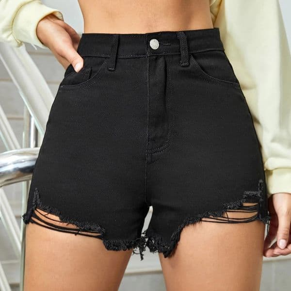 Summer Denim Short High Waisted Plus Size Ripped Hem Distressed Shorts Wide Legs Female Jeans 250625