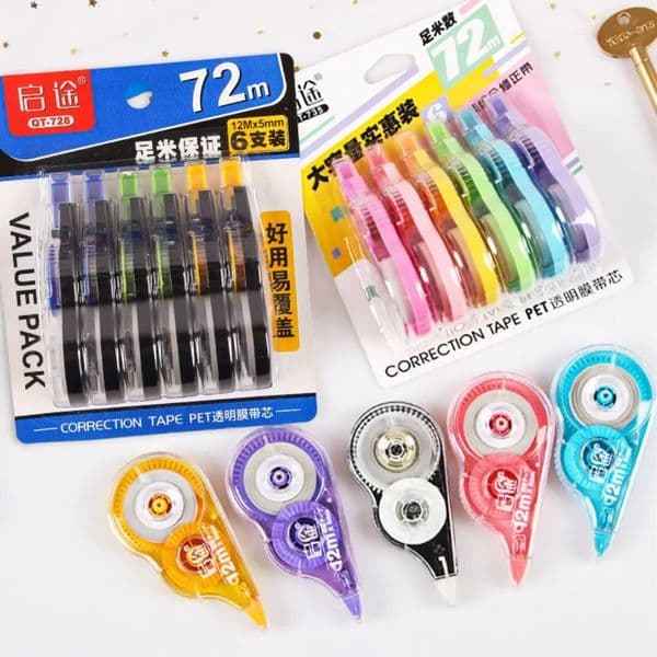 6PCS Durable Candy Color Correction Tape 72M Easy To Cover Modification Tape Strong Covering Smear Corrector 250624