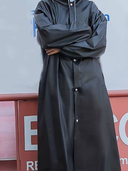 1pc-Waterproof raincoat, black, camping, lightweight one-piece plus long, hooded, hiking, outdoor travel k1