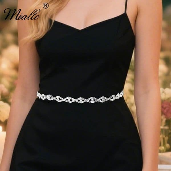 Miallo Europe and United Simple Rhinestone Sense Bride Belt Exquisite Crystal Womans Waist Chain Party Jewelry Sashes 250626